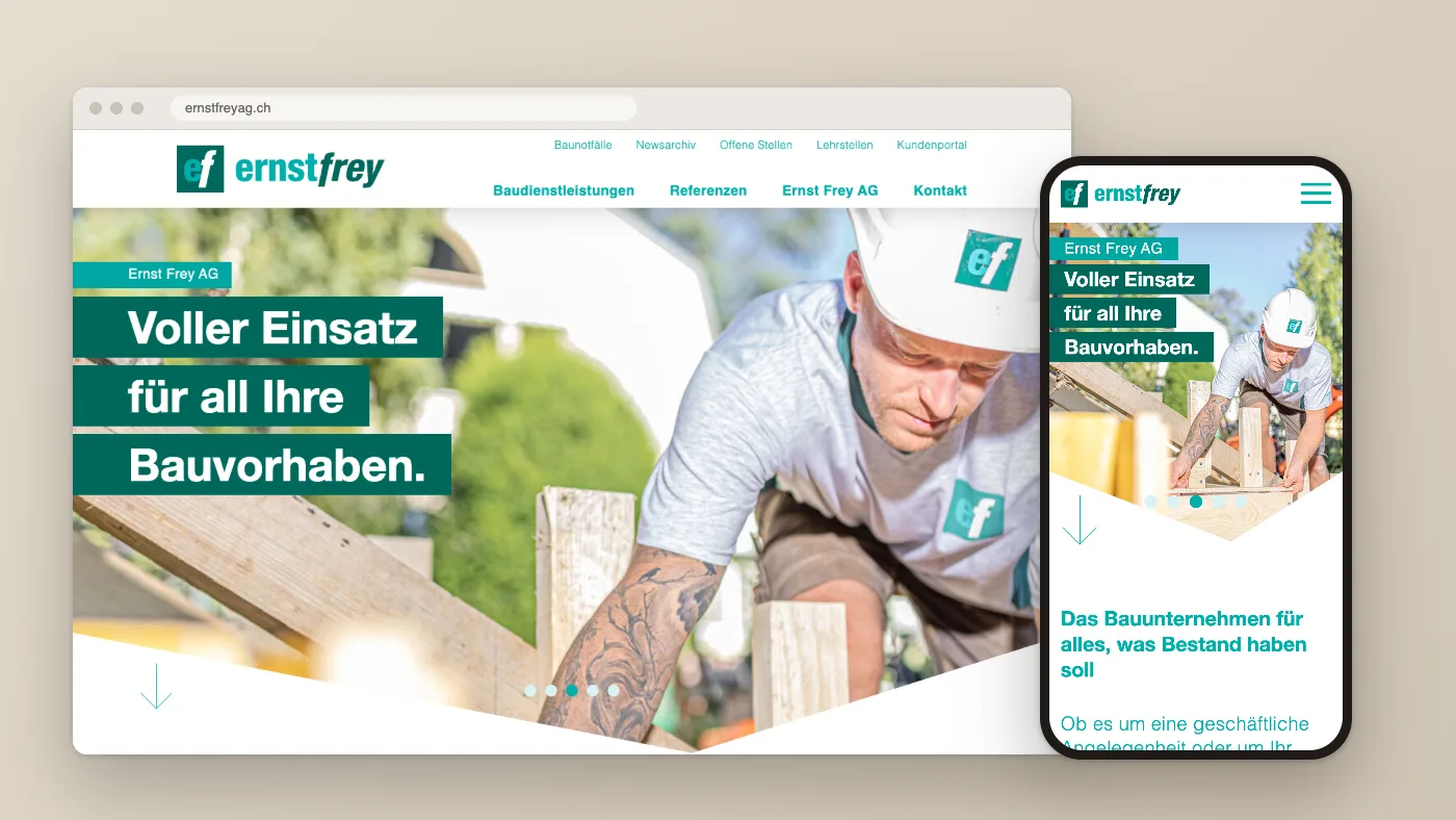 Startseite der Website von Ernst Frey AG, Screenshot vom 13.10.2026