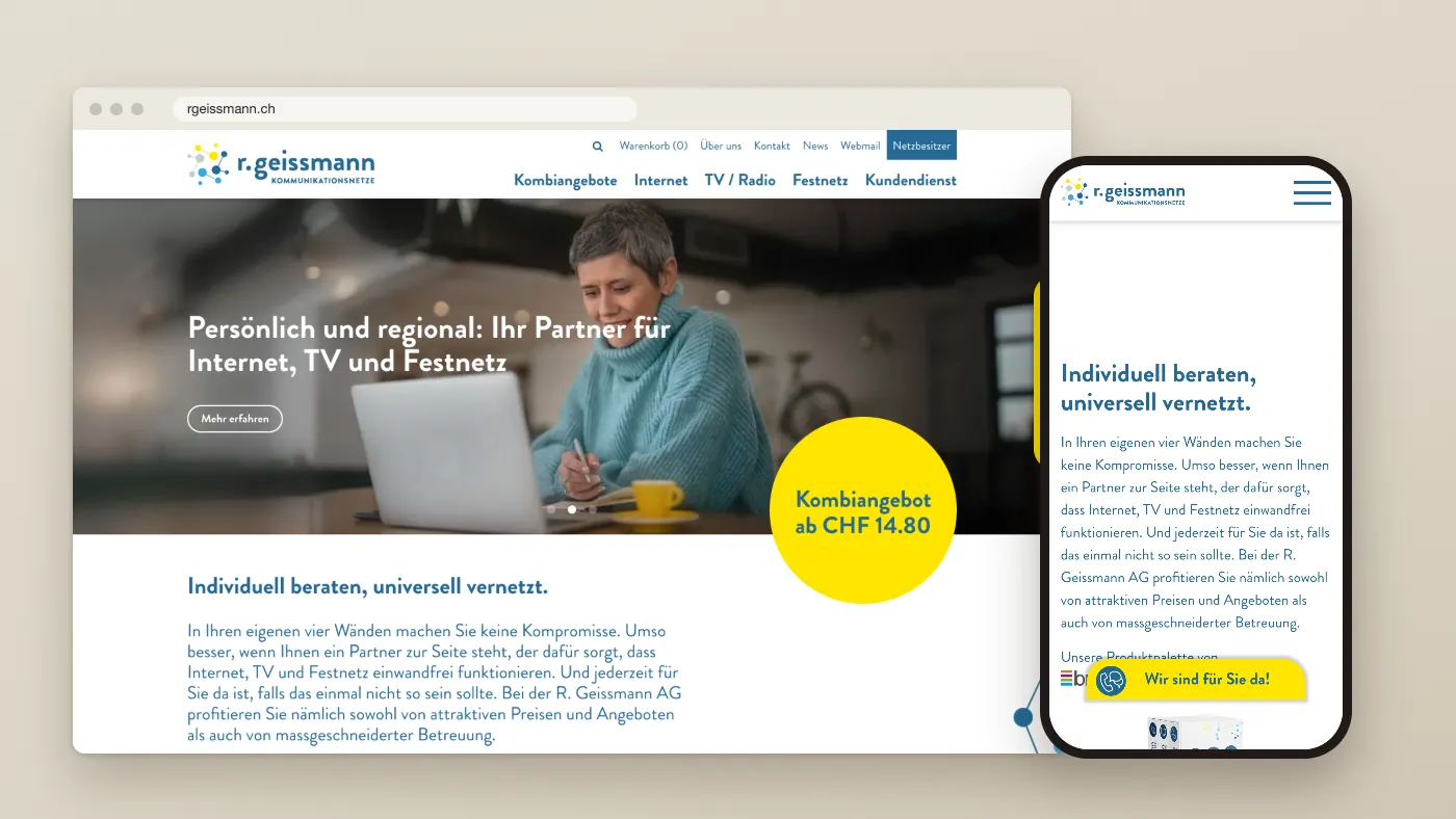 Startseite der Website von R. Geissmann AG, Screenshot vom 13.10.2026