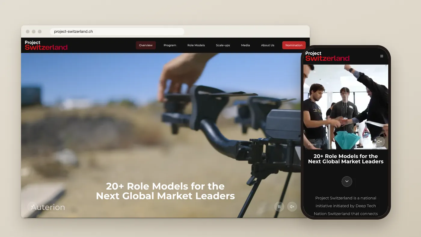 Startseite der Website von Project Switzerland, Screenshot vom 13.10.2026